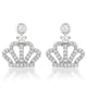 Rhodium Crown CZ Earrings
