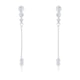 Graduated Rhodium Plated Drop Cubic Zirconia Earrings.