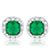 Liz 2ct Emerald CZ Rhodium Classic Cushion Stud Earrings