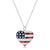 My country tis of thee and with this beautiful necklace you can show the world your heart for the United States. With red white and blue enamel