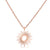 This simple trendy necklace features a dainty sunburst pendant. Both pendant and adjustable cable chain are plated with rose goldfor a brilliant